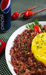 Carne seca com purê de mandioquinha